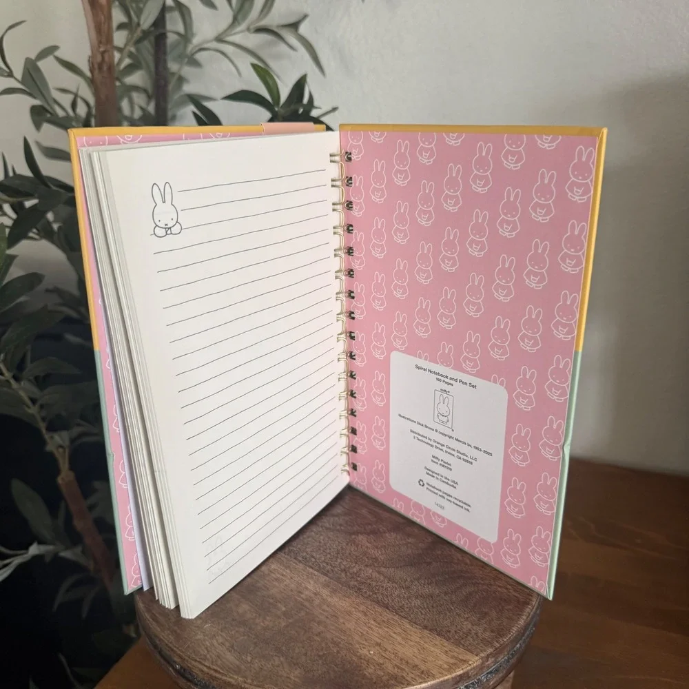 Miffy Pastel Spiral Notebook w STICKERS & Pen Set Orange Circle Studio MY019 New